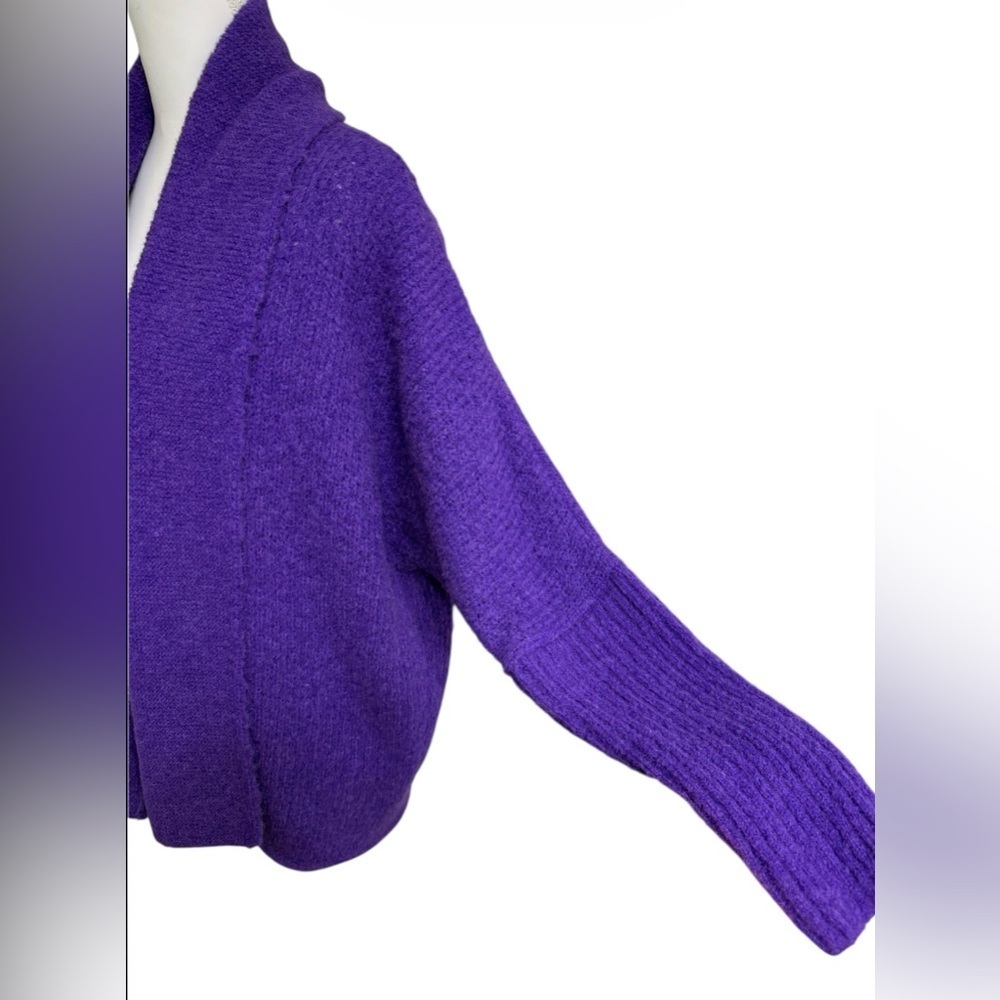 NWT BABY ALPACA CARDIGAN PURPLE OPEN FRONT SHAWL COLLAR Made in Peru S/M LUXARY - Picture 10 of 15